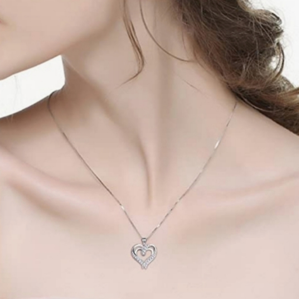 NEW Sterling Diamond Heart Pendant - Picture 7 of 7